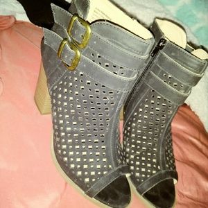 Black open toe booties